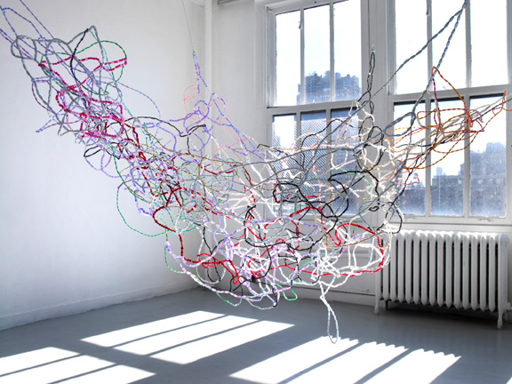 Natsu, Path of Particles, 2010, Plastic beads and brass wire, 72 x 108 x 108 inches. Photo: Teru Onishi