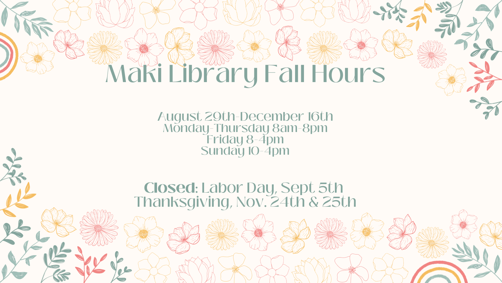Fall 22 Library hours