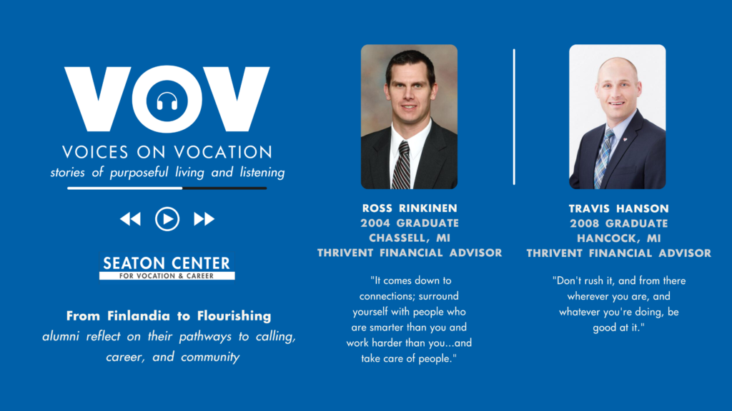 Poster of Voices on Vocation w Ross Rinkinen & Travis Hanson