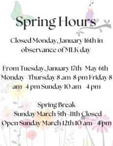 Maki Library Spring 2023 Hours